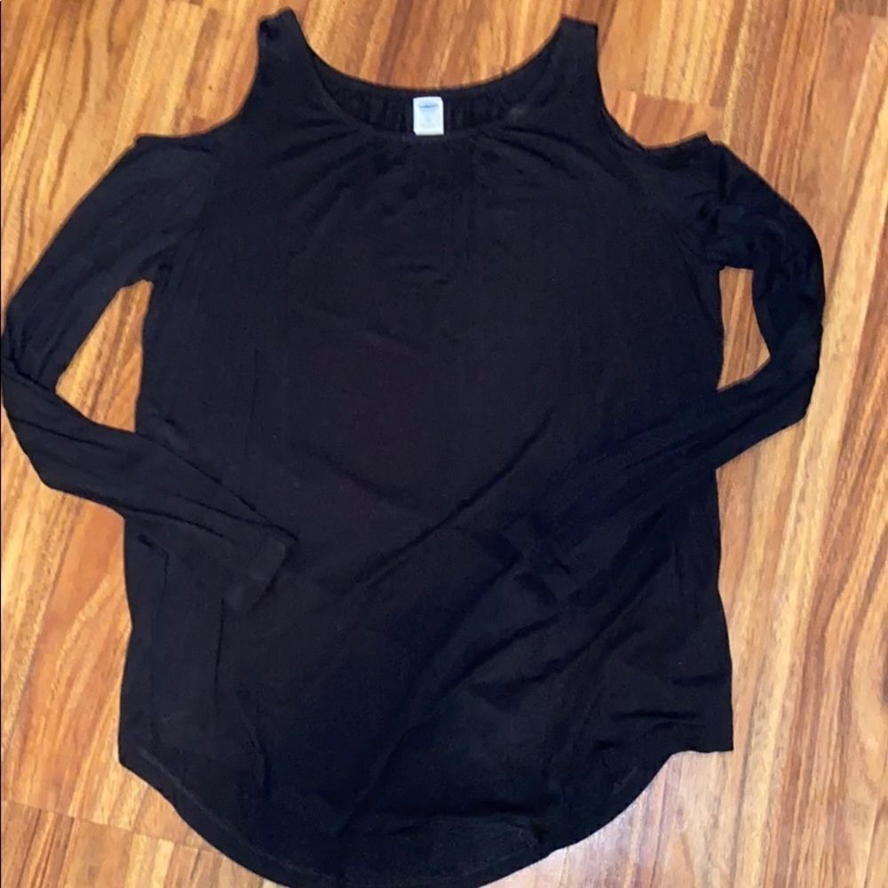 Old Navy Black Cold Shoulder Top Womens Size Extra Small
